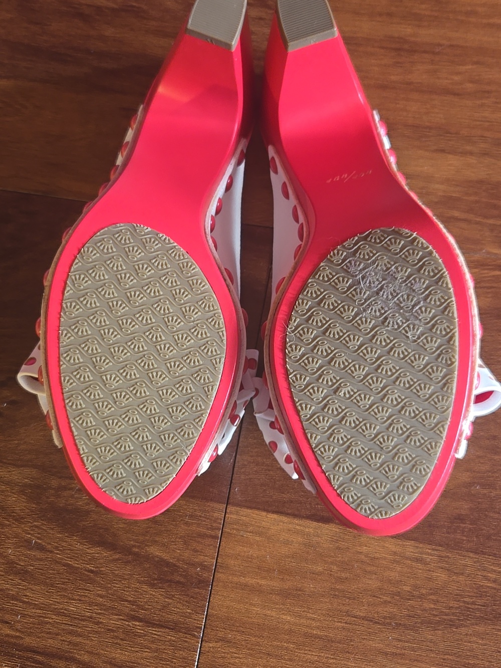 Retro Style White Bow Mules with Pink Insole Sz 8 - Picture 2 of 6